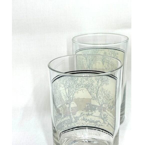 Double Old fashioned Currier & Ives"Frozen Up" Glass - Picture 3 of 5